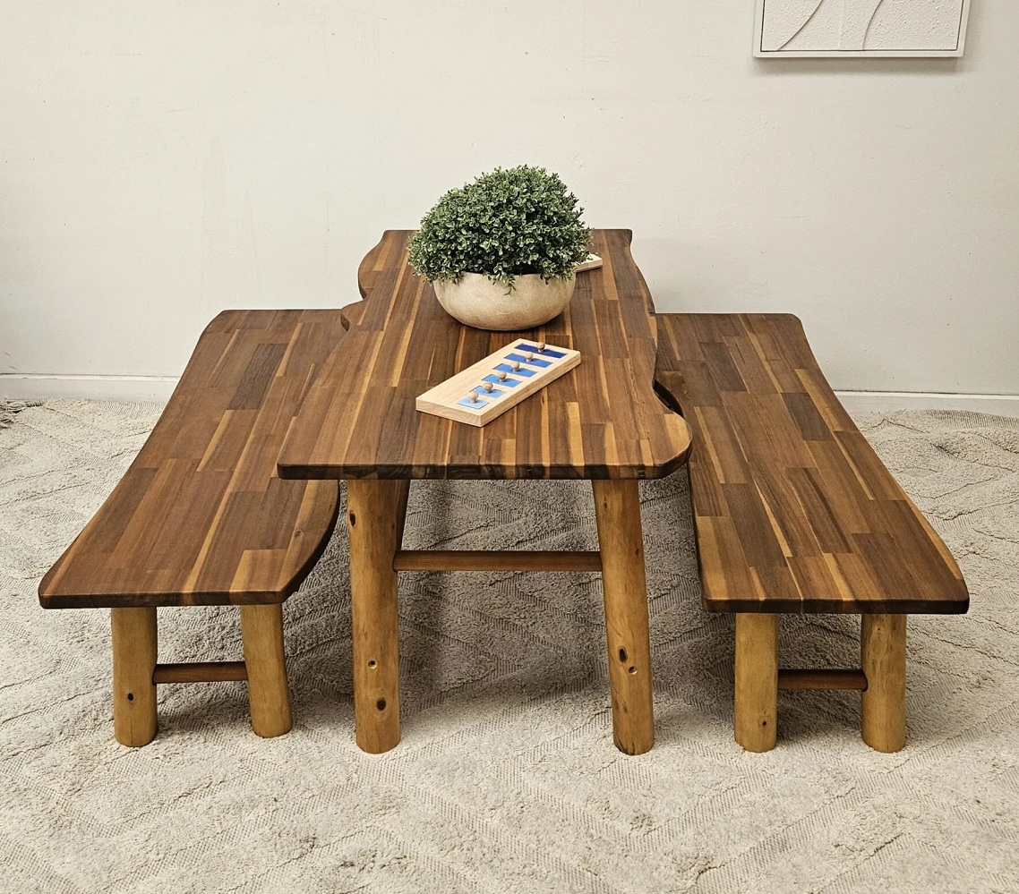 darker version of tree bench with seats (seats not included)