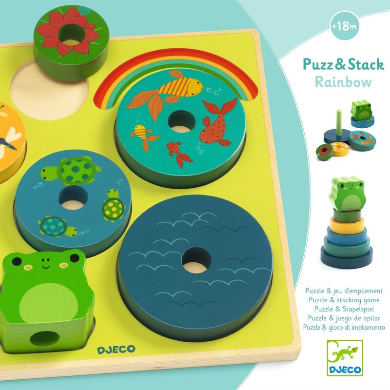 Djeco Rainbow Puzz Stack Wooden Puzzle on Sale Express Shipping!