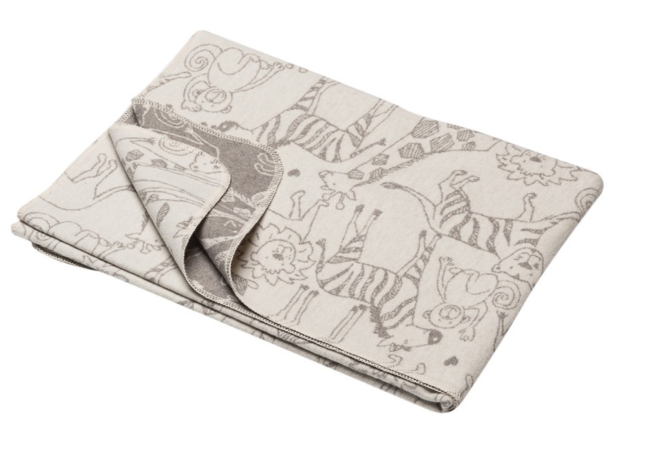 David Fussenegger Off White Zoo Animals Juwel Cot Blanket