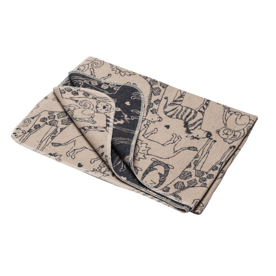 David Fussenegger Ecru Zoo Animals Juwel Cot Blanket