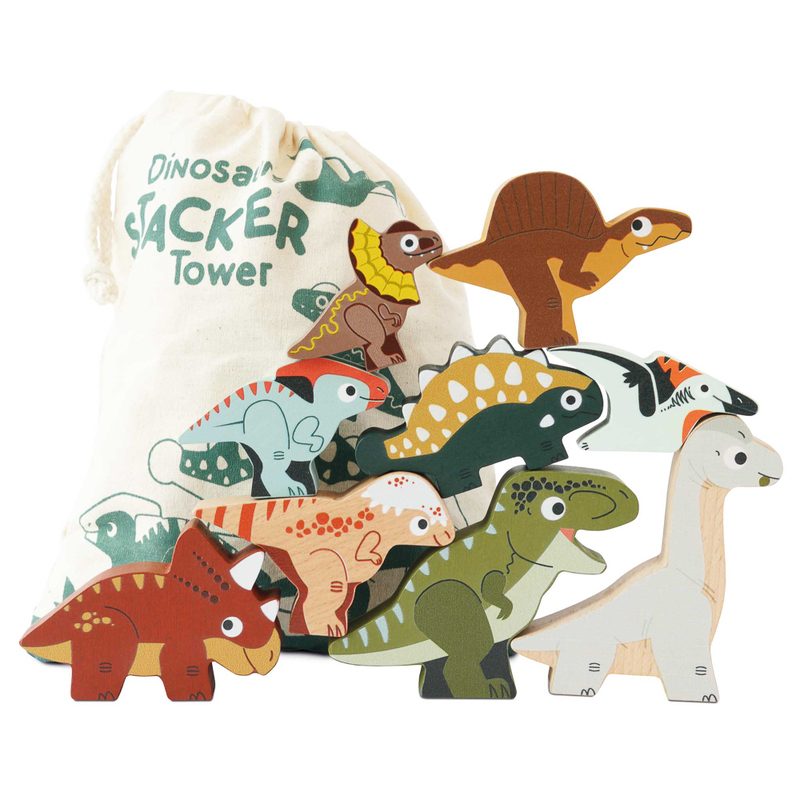 Le Toy Van Jurassic Stacking Dinosaurs & Bag - 10 Piece