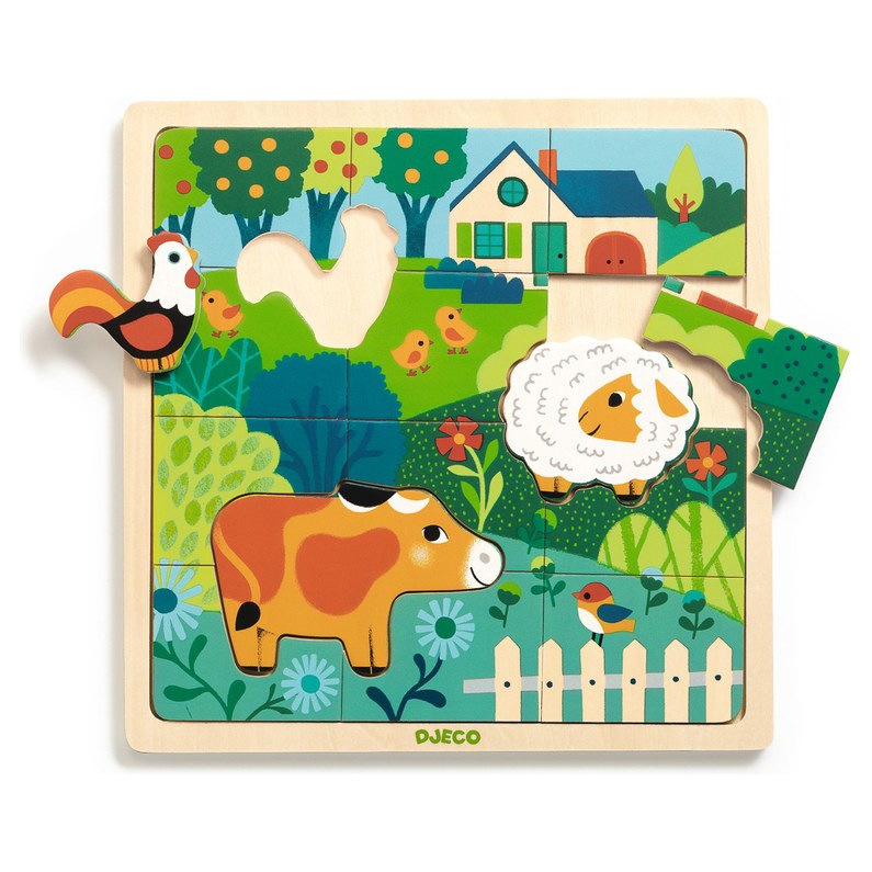 Djeco 12 Piece Wooden Farm Puzzle - image 2