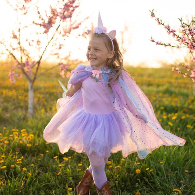 Great Pretenders Sequins Rainbow Unicorn Cape & Headband Fantasy Kids Costume Set - image 2