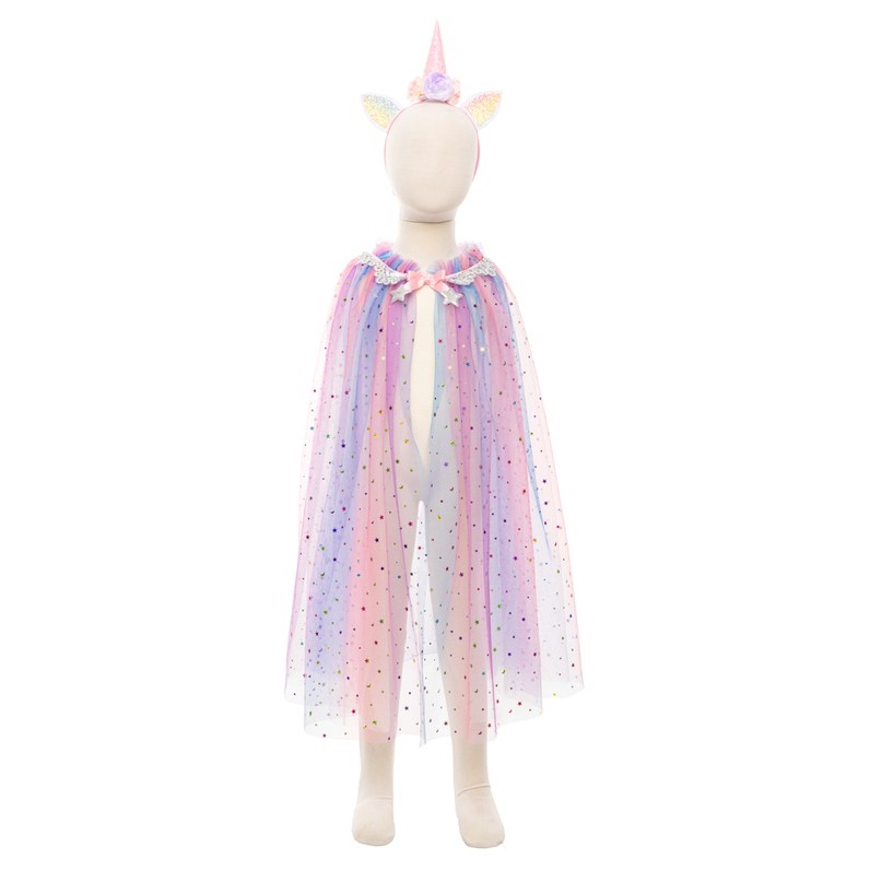 Great Pretenders Sequins Rainbow Unicorn Cape & Headband Fantasy Kids Costume Set - image 3