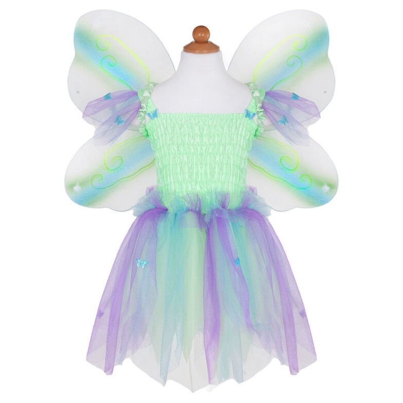 Great Pretenders Green Ruffles Butterfly Dress & Wings with Wand Kids Wonderland Fairytale Costume Set - image 2