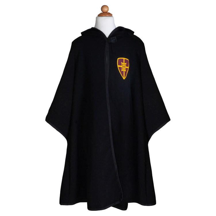 Great Pretenders Black Wizard Cloak with Glasses Kids Hooded Robe Costume Set - image 2