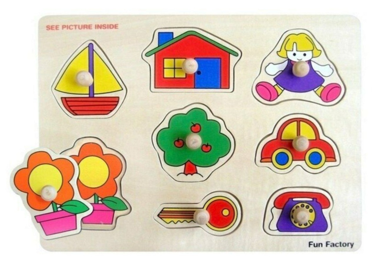 Fun Factory House and Boat Puzzle with Knobs