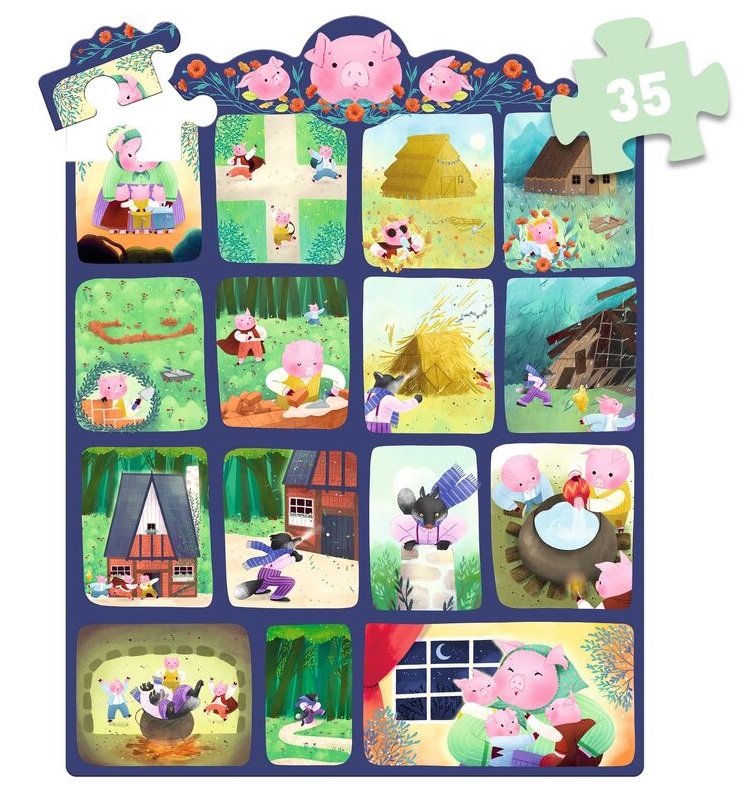 Djeco The Three Little Pigs 35pc Story Puzzle Djeco The Three Little Pigs 35pc Story Puzzle