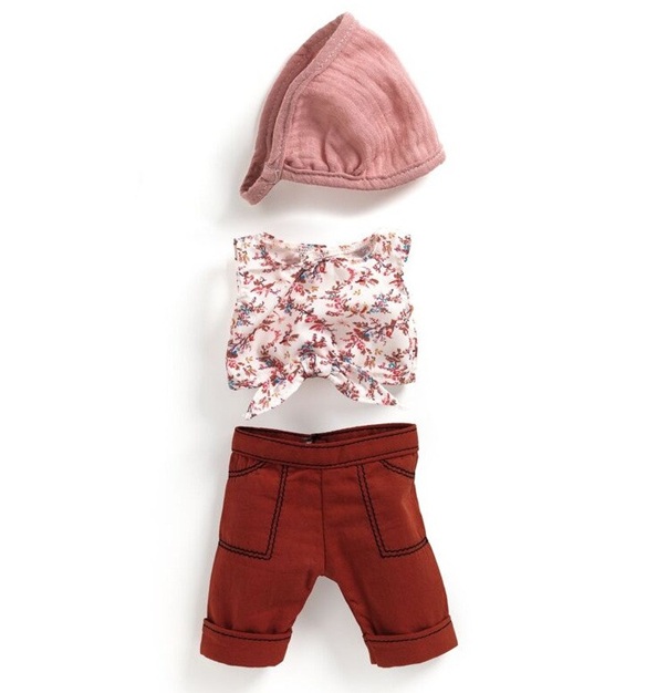 Djeco Lovely Doll Outfit Burgundy Pants, Top and Hairband Djeco Lovely Doll Outfit Burgundy Pants, Top and Hairband