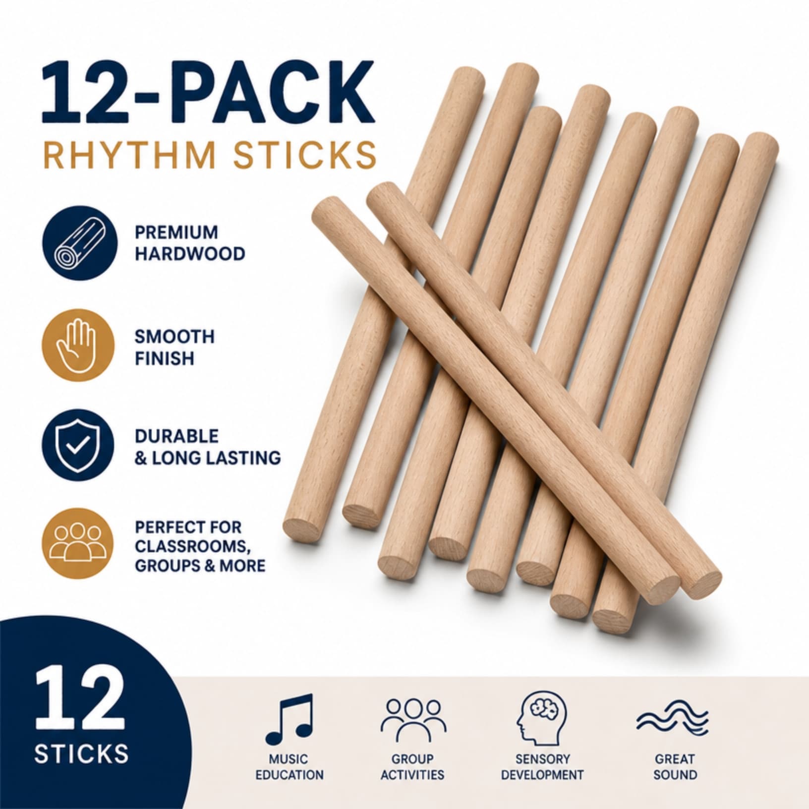 kids rhythm sticks 12 pack