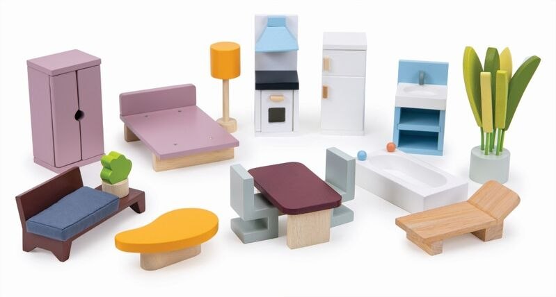 Mentari Cedar Chalet Dollhouse with Doll Furniture - image 2
