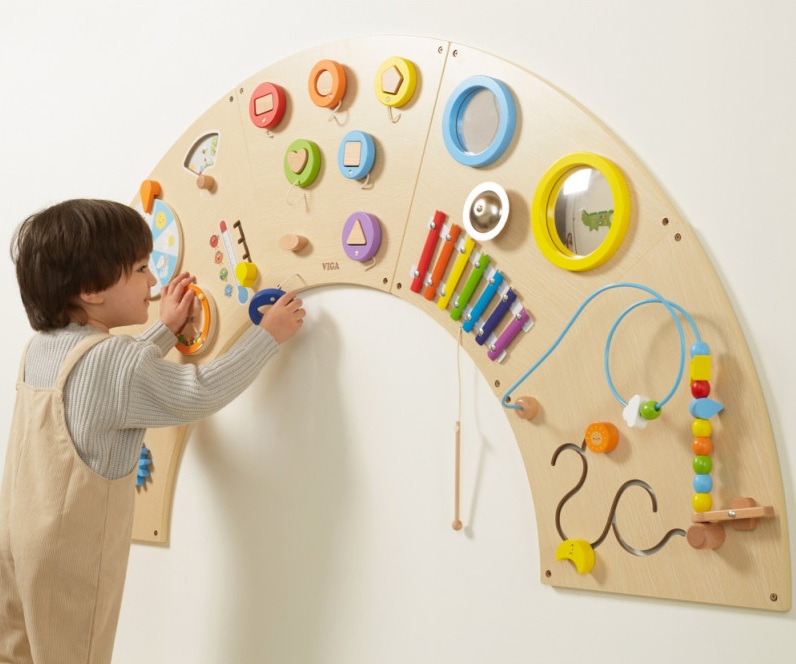 Viga Wall Activity Panel - Natural Rainbow on wall