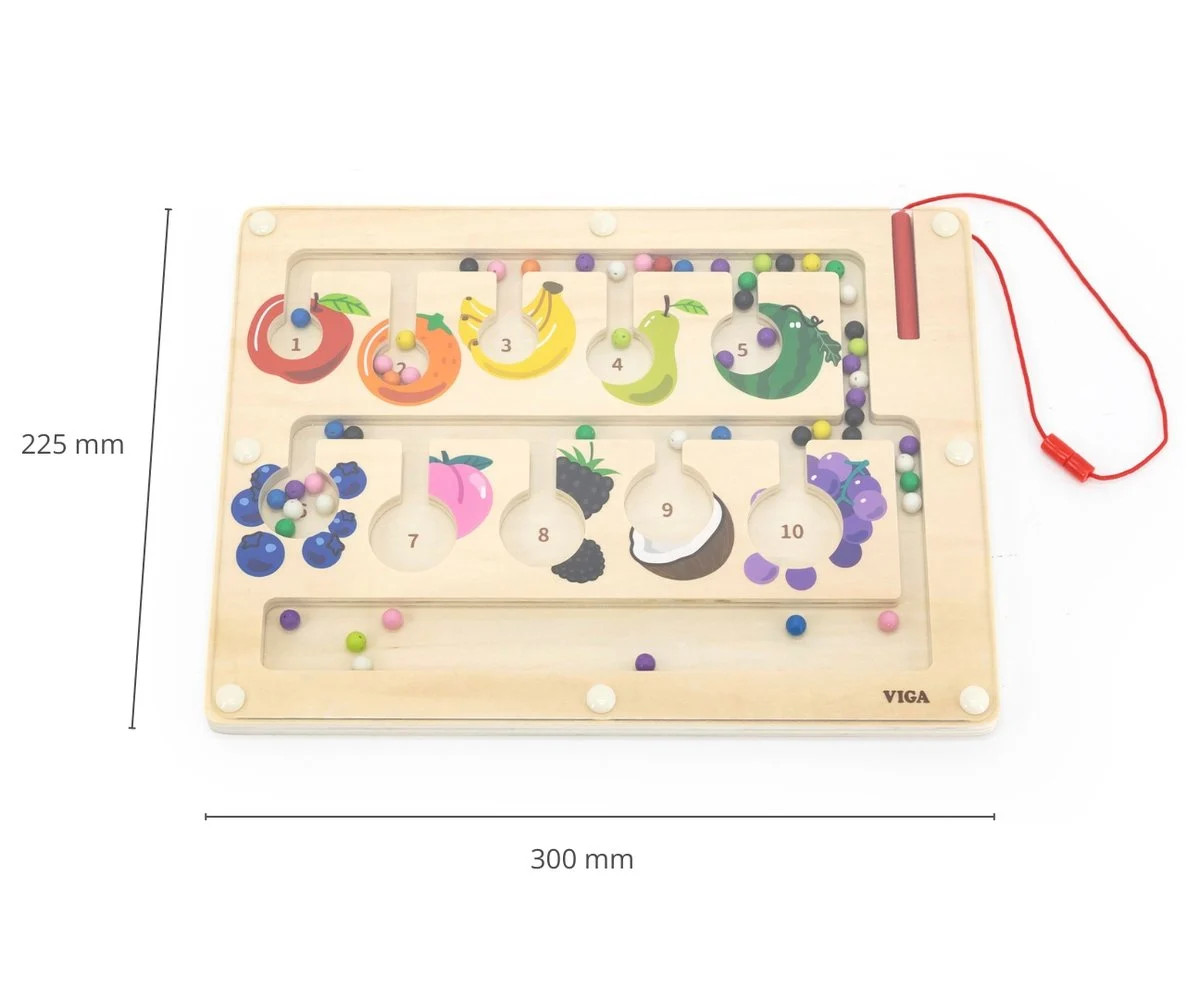 Viga Magnetic Maze - Fruit Counting & Colour Sort 3 Viga Magnetic Maze - Fruit Counting & Colour Sort 3