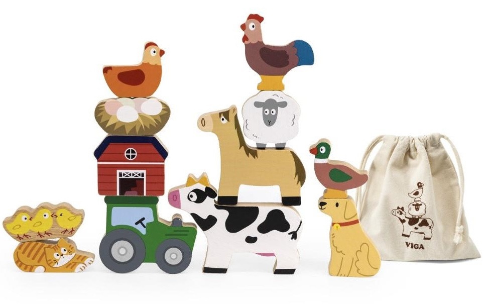 Viga Wooden Farm Stacking Figures Viga Wooden Farm Stacking Figures