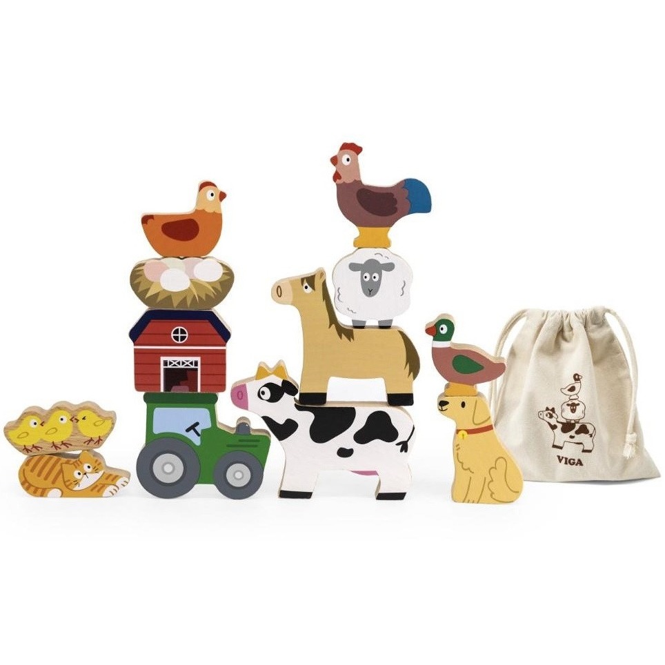 Viga Wooden Farm Stacking Figures