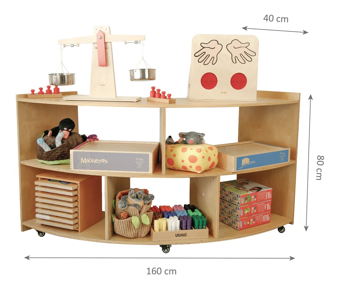 Open Curved Shelf Unit on Wheels size