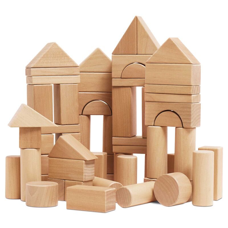 le toy van 60 piece building block set natural