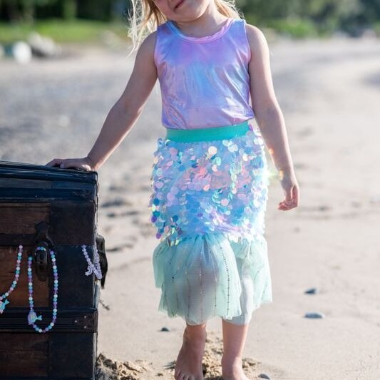 Great Pretenders Bling Bling Mermaid Skirt & Hairclip Set Mint Costume - image 2