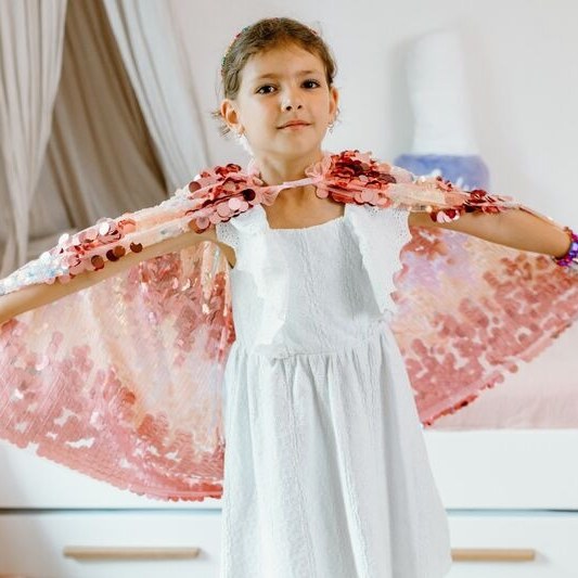Great Pretenders Children's 5th Avenue Pink Pailette Cape Costume - image 3