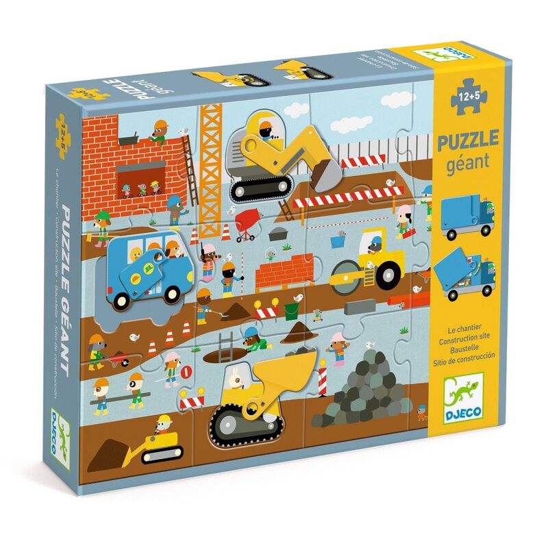 Djeco Construction Site 17pc Giant Puzzle Box