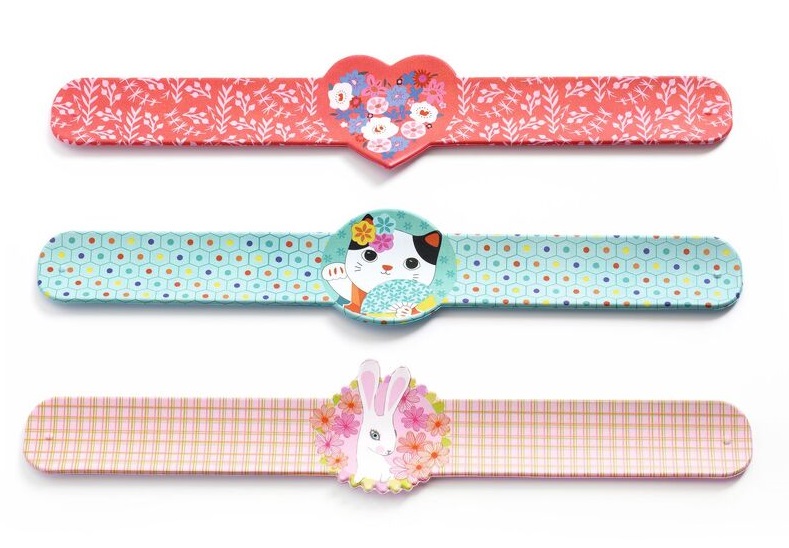 Djeco Hearts, Cats & Rabbits Snap Bracelets 15pc Djeco Hearts, Cats & Rabbits Snap Bracelets 15pc