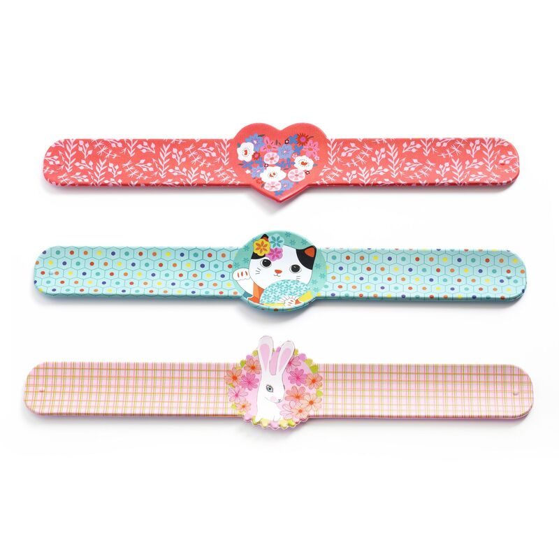 Djeco Hearts, Cats & Rabbits Snap Bracelets 15pc