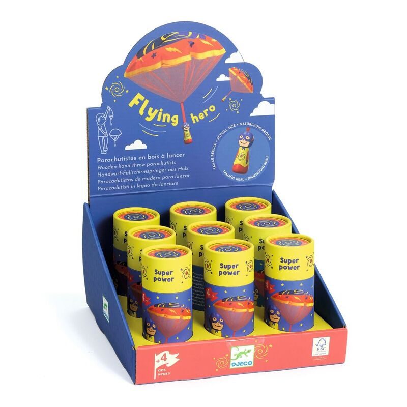 Djeco Flying Hero Parachutes 9pc Box