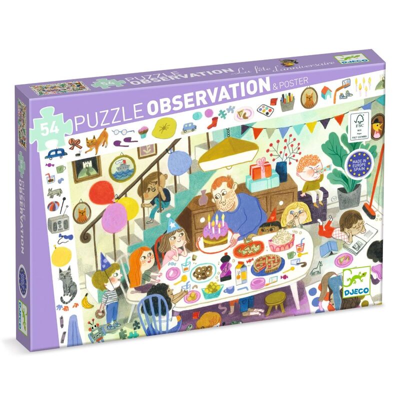 Djeco Birthday Party 54pc Observation Puzzle Box