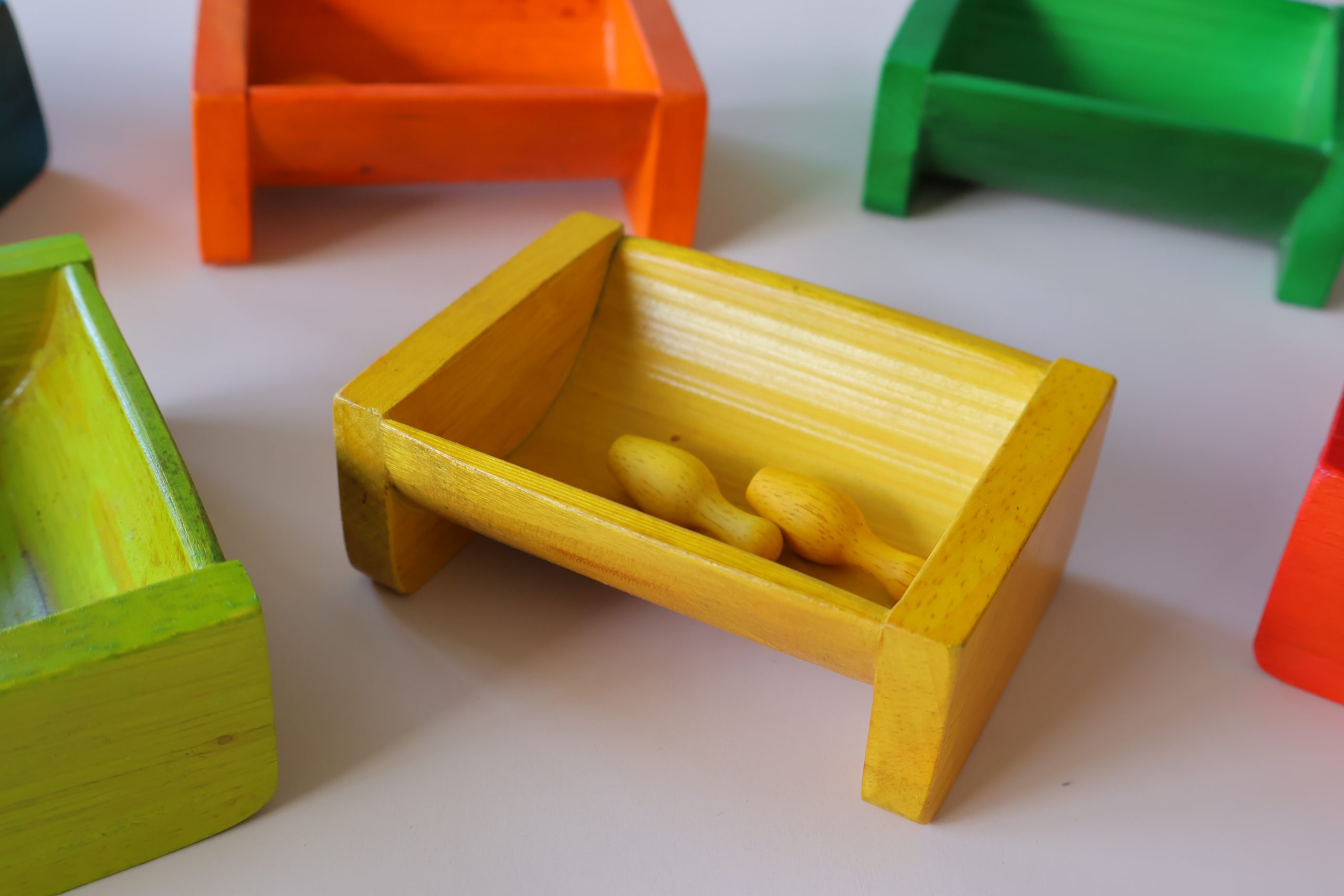 Coloured Bamboo Sorting Containers