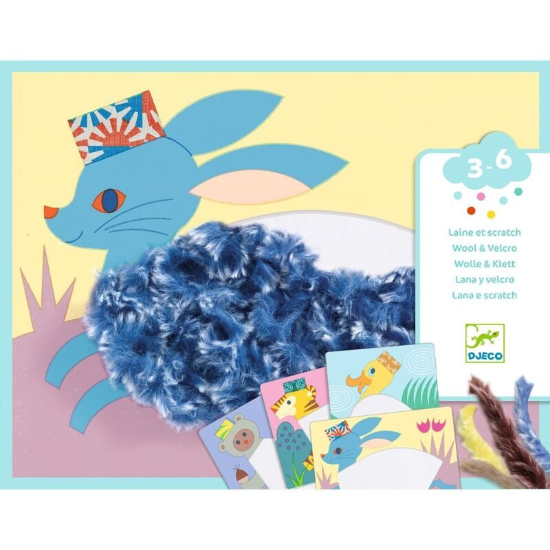 Djeco Animals with Hats Wool & Velcro Collage