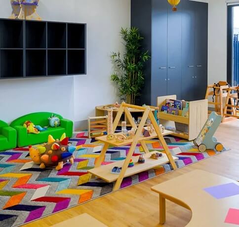 Pyramid Display Shelf in preschool classroom