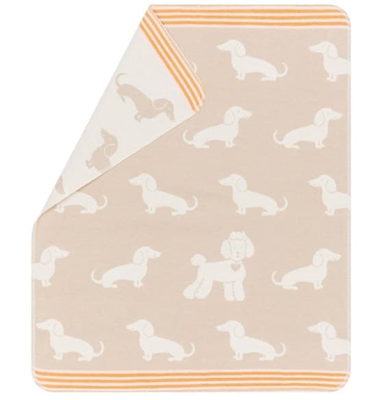 David Fussenegger Ecru Dachshund Juwel Bassinet Blanket