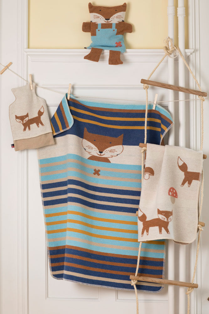 Off White Fox and Mushroom Juwel Bassinet Blanket