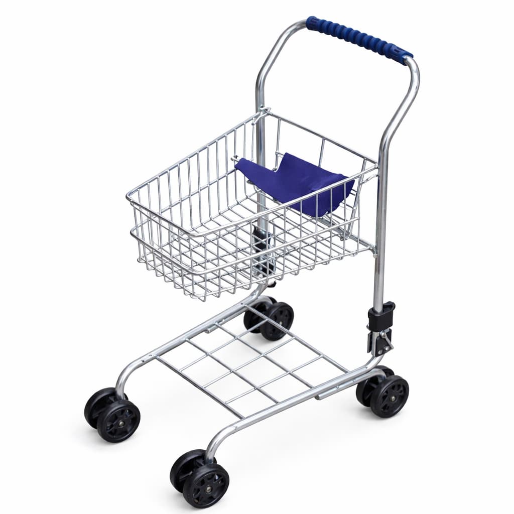Kids real mini shopping trolley silver