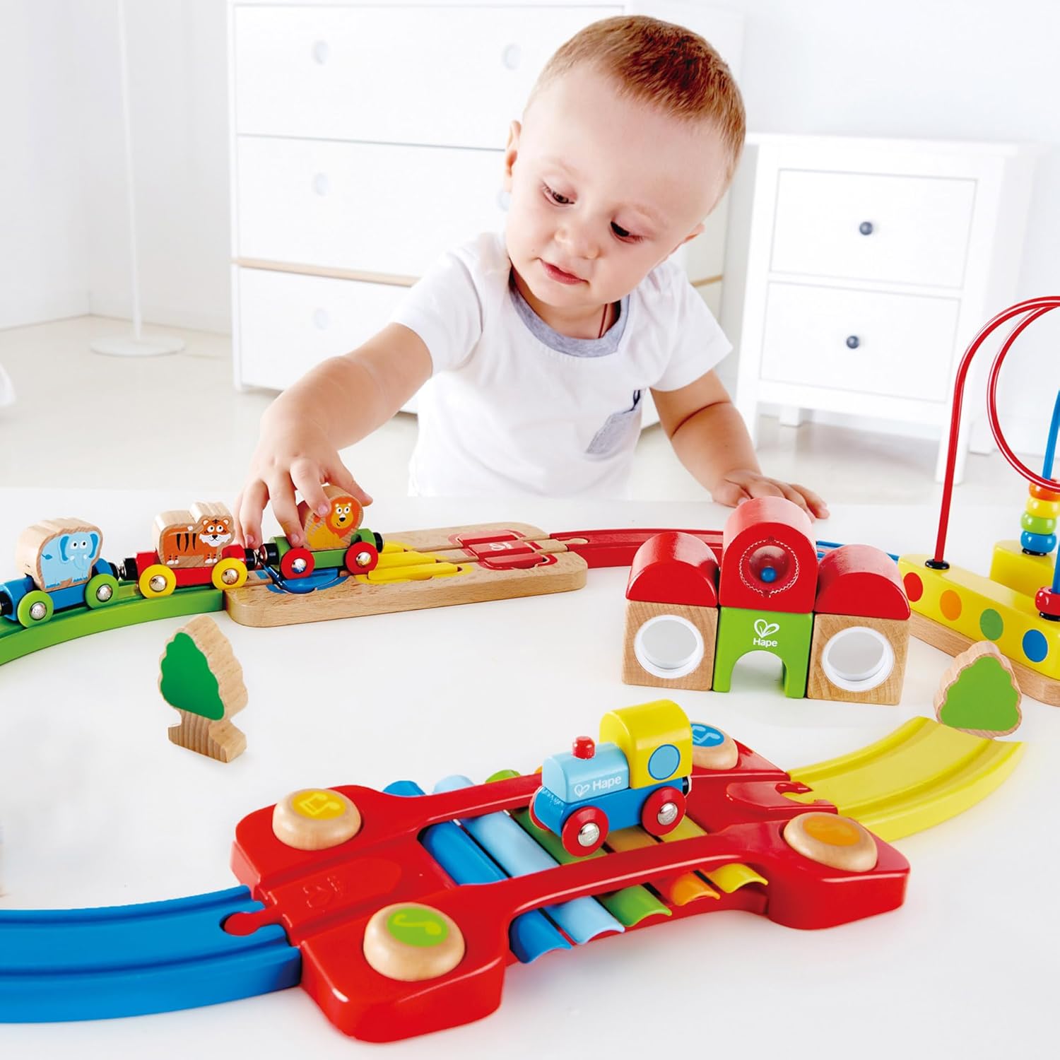 Hape Rainbow Puzzle Railway Train Set for toddlers