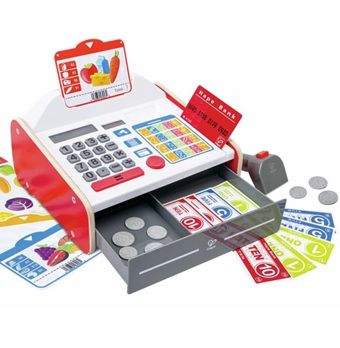hape been n pay kids pretend play cash register that beeps