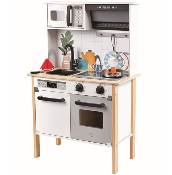 hape modern smart wooden play kitchen