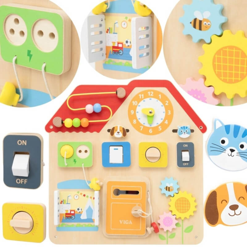 Montessori House Wooden Activity Board