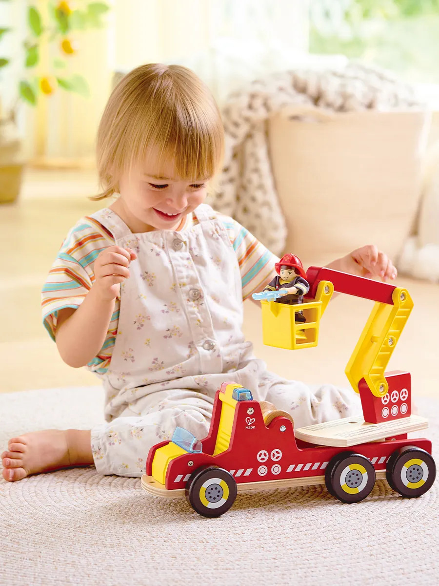 Hape Siren & Lights Toy Fire Engine