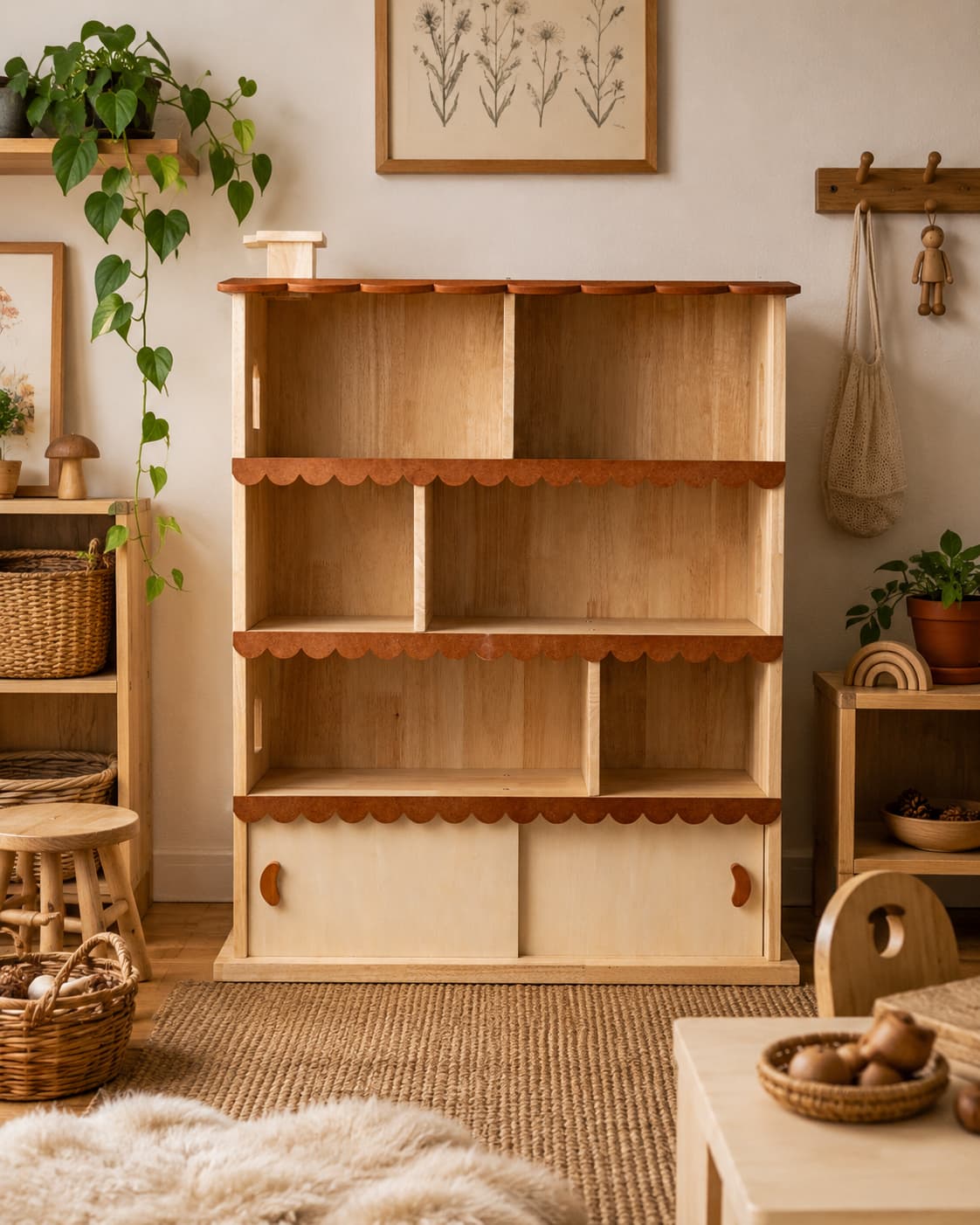 Cottage dollhouse bookshelf 2 in 1