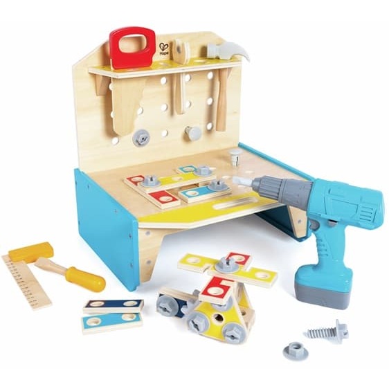 hape toy tool bench with electric drill