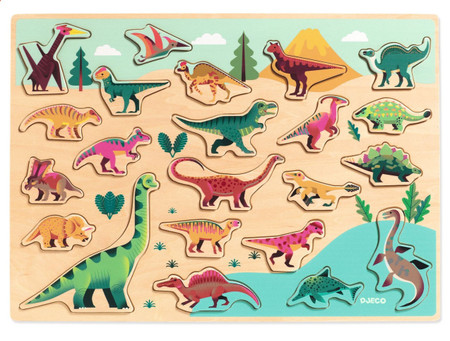 Djeco Dinosaur Wooden Puzzle Wooden Puzzles for Year Old's