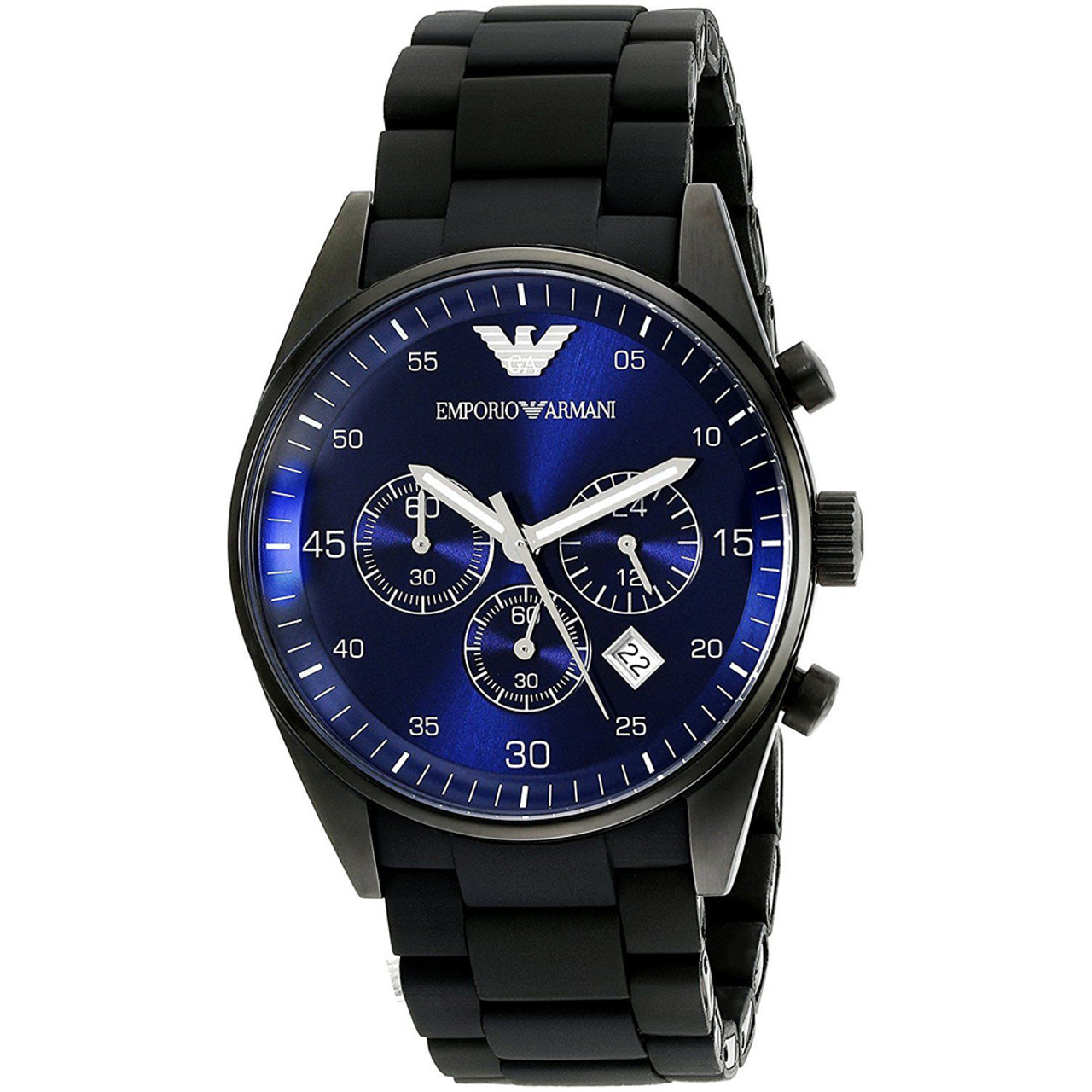 emporio armani watch silver and blue