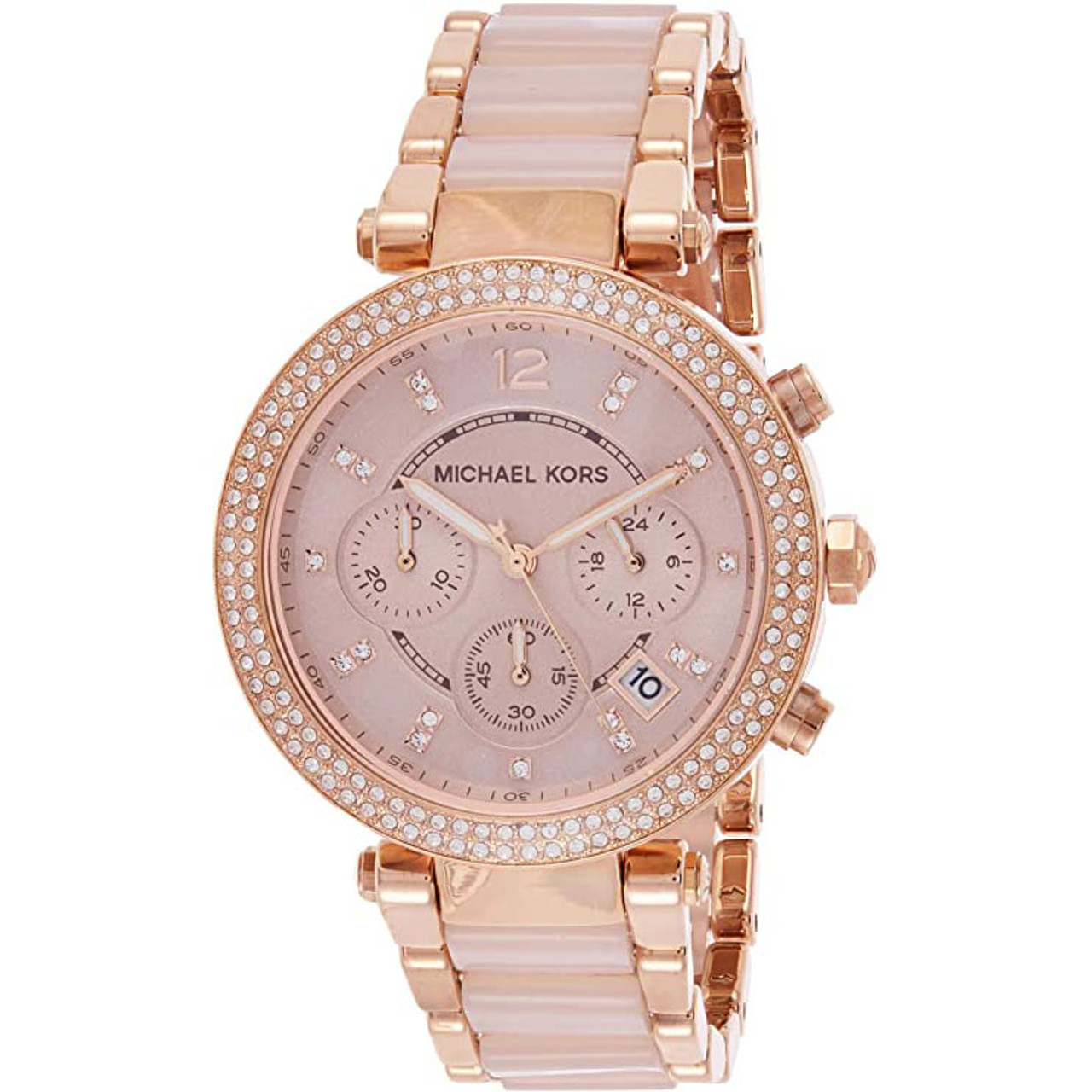 ladies michael kors parker chronograph watch rose gold mk5896