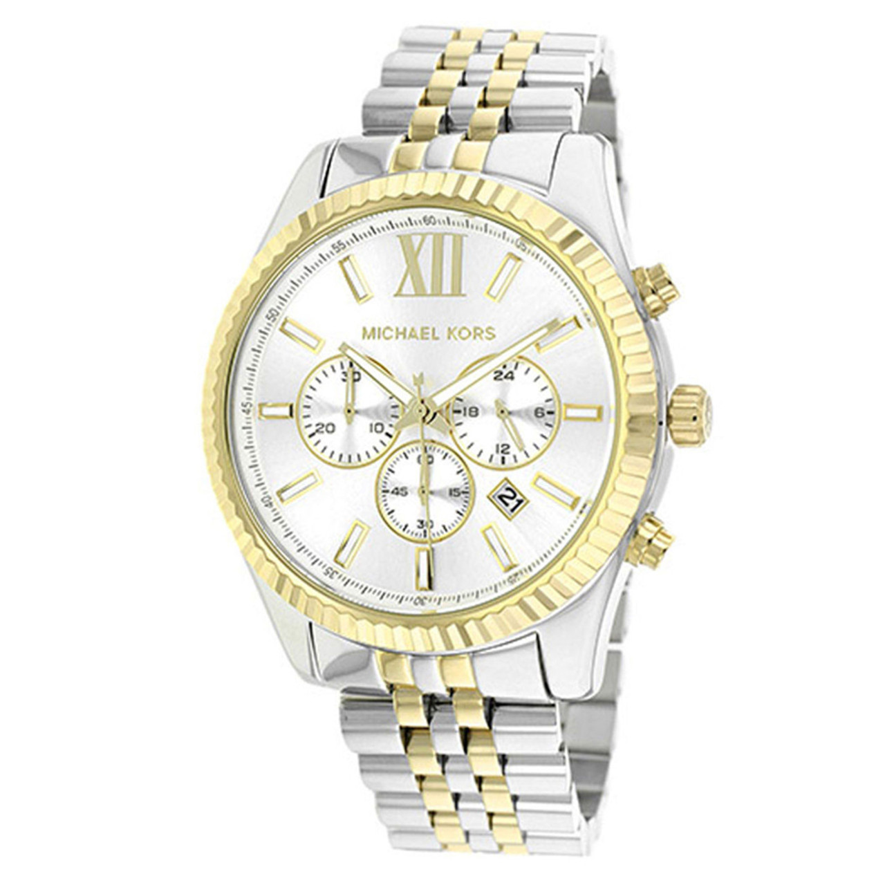 Michael Kors MK8344 Lexington Two-tone Stainless Steel Chronograph Mens  Watch - The Royal Gift Inc.