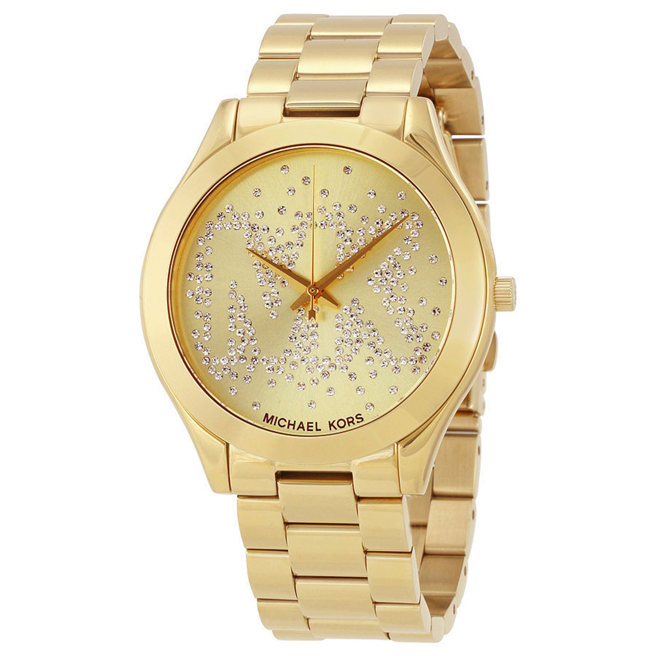 Michael Kors MK3590 Slim Runway Crystal Gold-Tone Stainless Steel