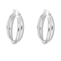 Sterling Silver Double Hoop Womens Earrings