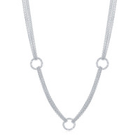 Sterling Silver 925 Multi Strand Rolo Chain Circle Necklace