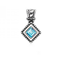 Sterling Silver 925 Designed Blue Topaz Gemstone Pendant