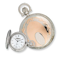 Swingtime  Engravable Two-Tone Brass Swiss Quartz Date Mens Pocket Watch
